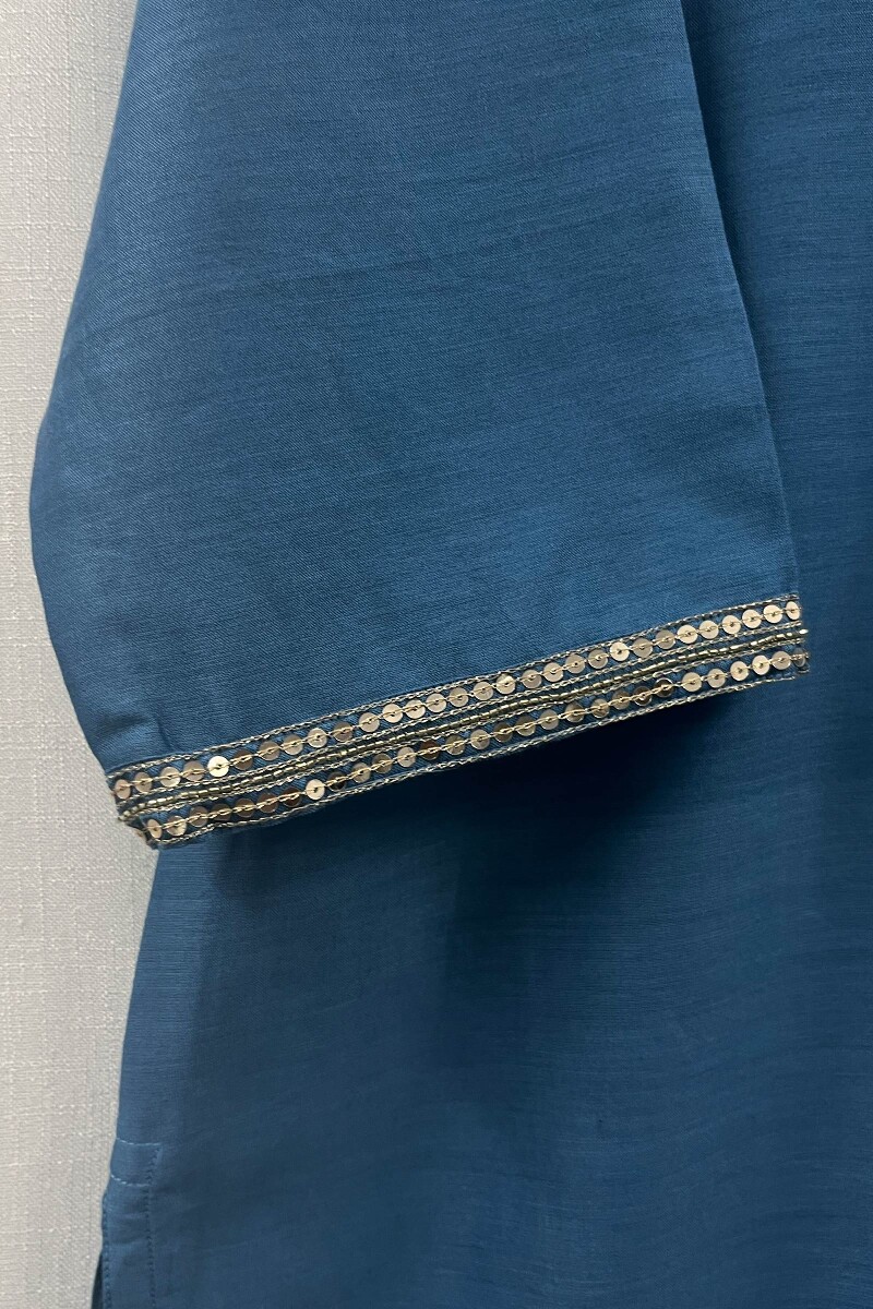 Blue Chanderi Kurta