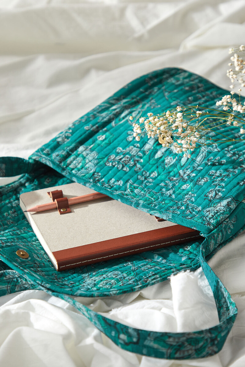 Akola Hand Block-Printed Cotton Crossbody Bag
