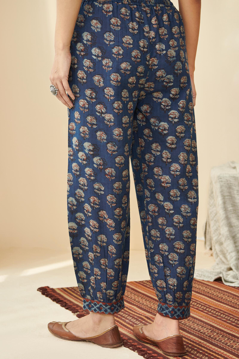 Akola Hand Block-Printed Cotton Dobby Izhaar Pants