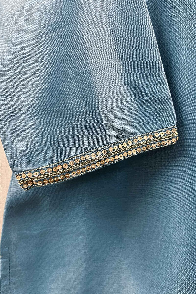 Blue Handcrafted Chanderi Kurta