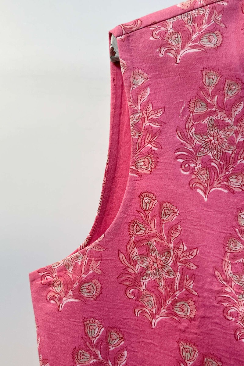 FG Specials: 1 of 1-Pink Block Printed Nehru Jacket- Size M