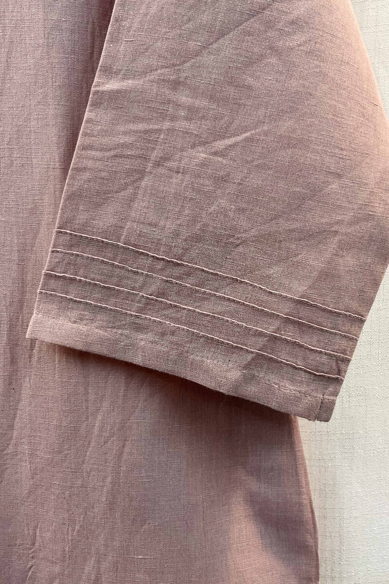 Pink Handcrafted Straight Cotton Linen Kurta