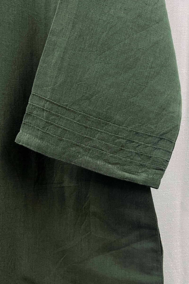 Green Handcrafted Straight Cotton Linen Kurta