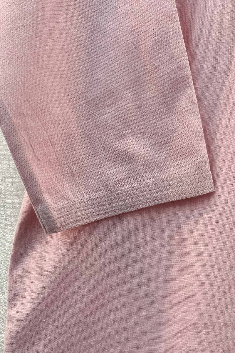Light Pink Handcrafted Straight Handloom Cotton Kurta