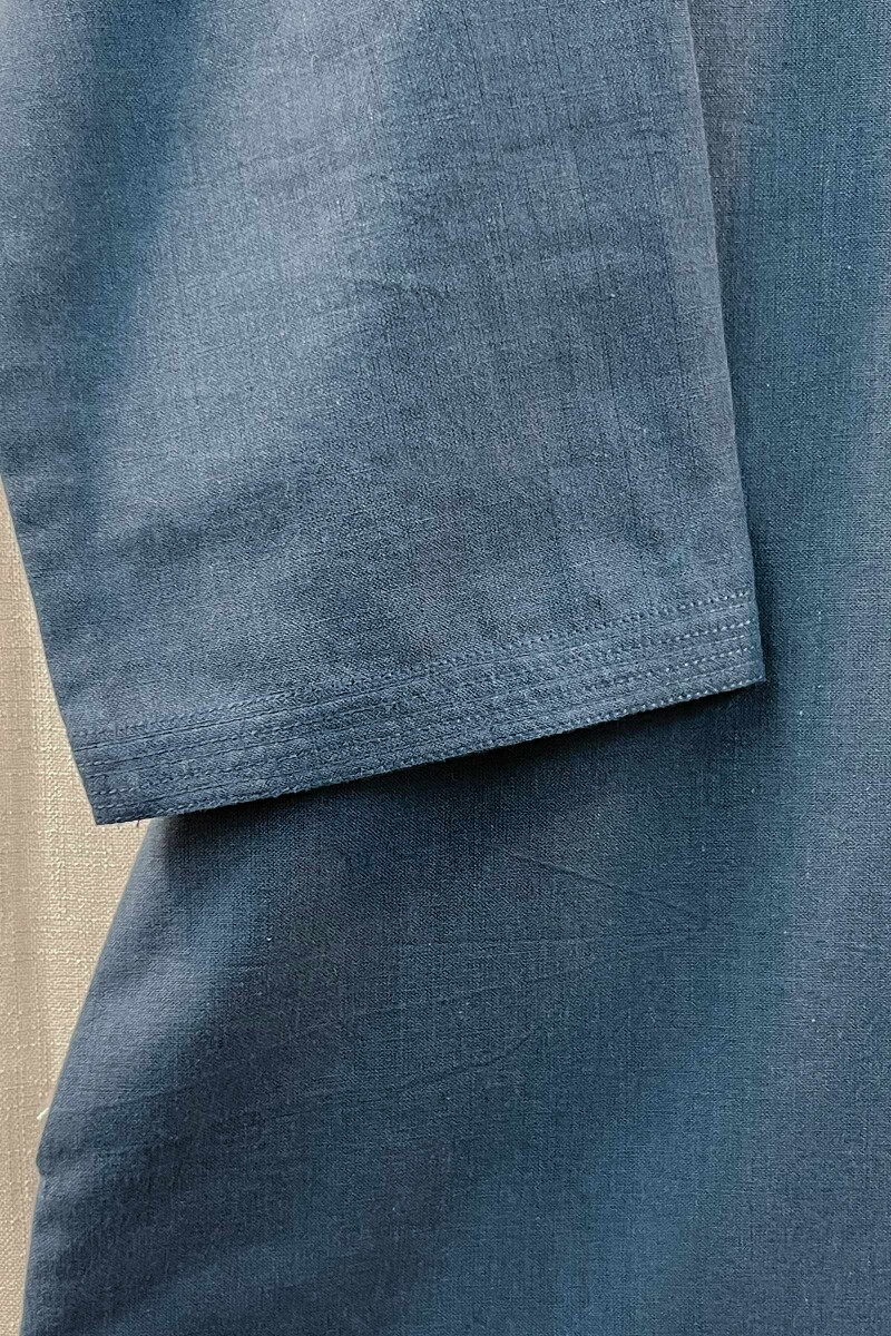 Blue Handcrafted Straight Handloom Cotton Kurta