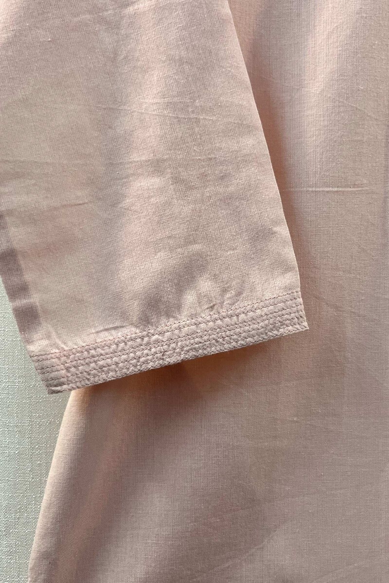 Light Pink Handcrafted Straight Handloom Cotton Kurta