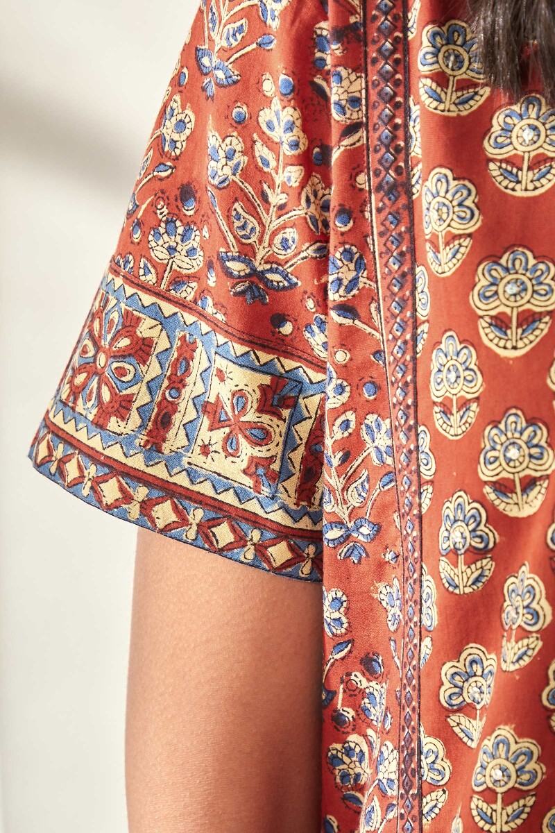 Bagru Hand Block-Printed Cotton Kaftan