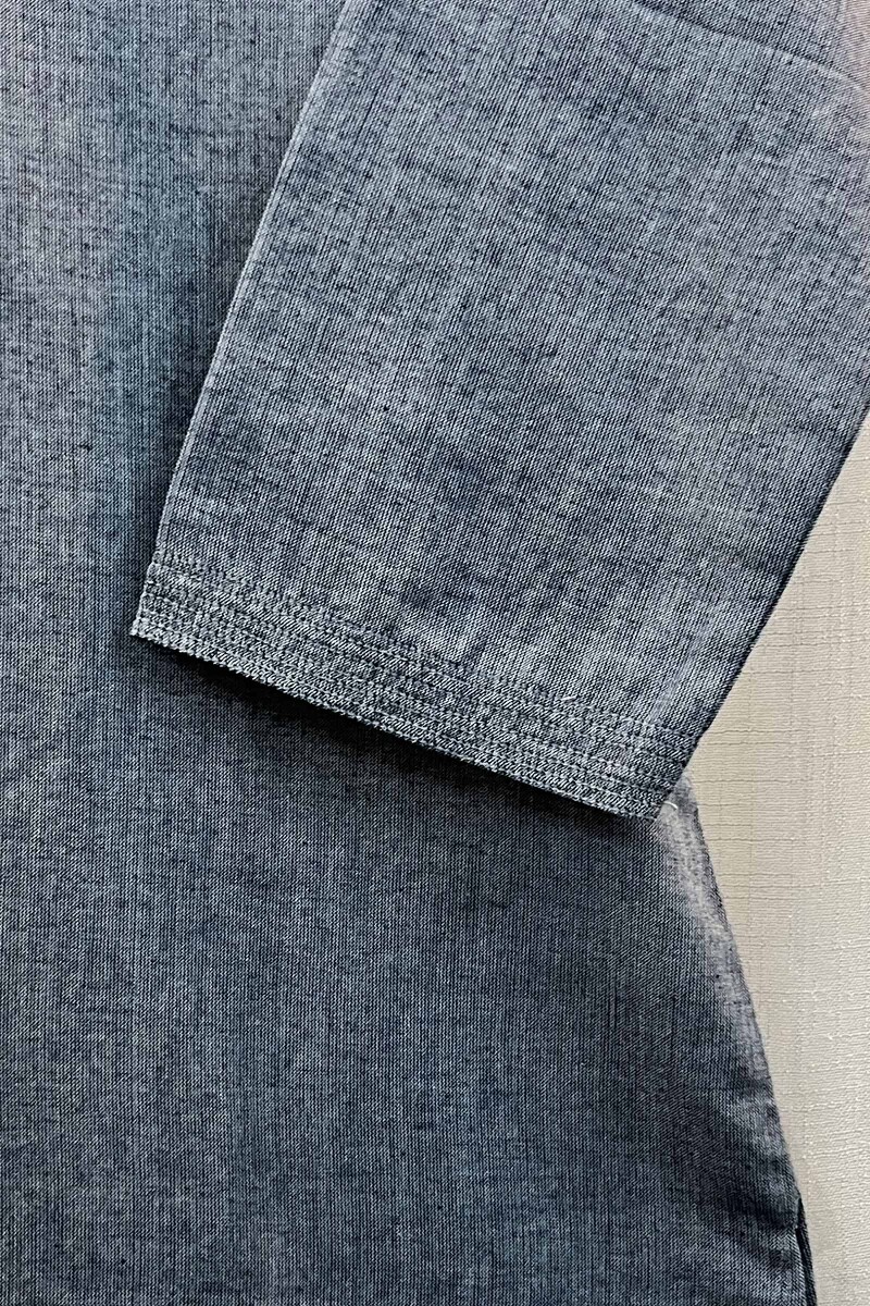 Light Blue Handcrafted Straight Handloom Cotton Kurta
