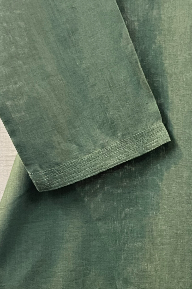 Dark Green Handcrafted Straight Handloom Cotton Kurta
