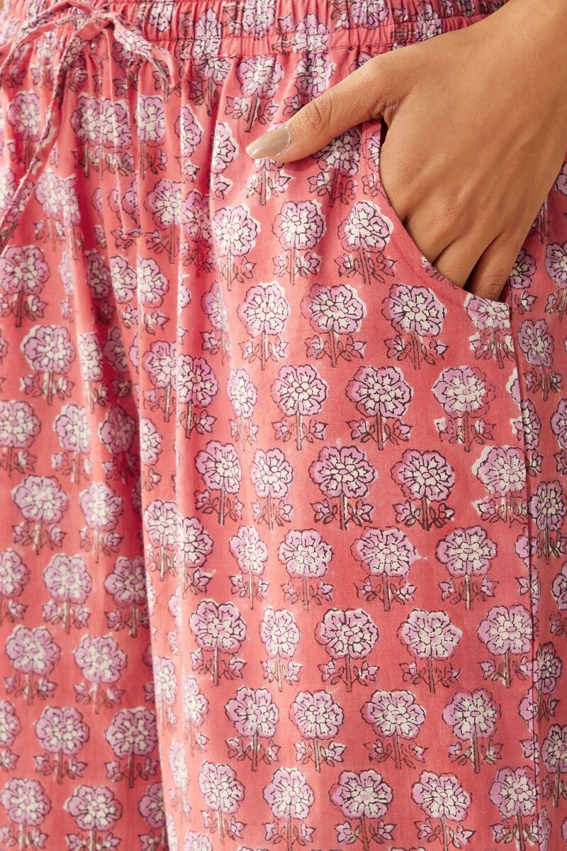 Pink Hand Block-Printed Cotton Farsi