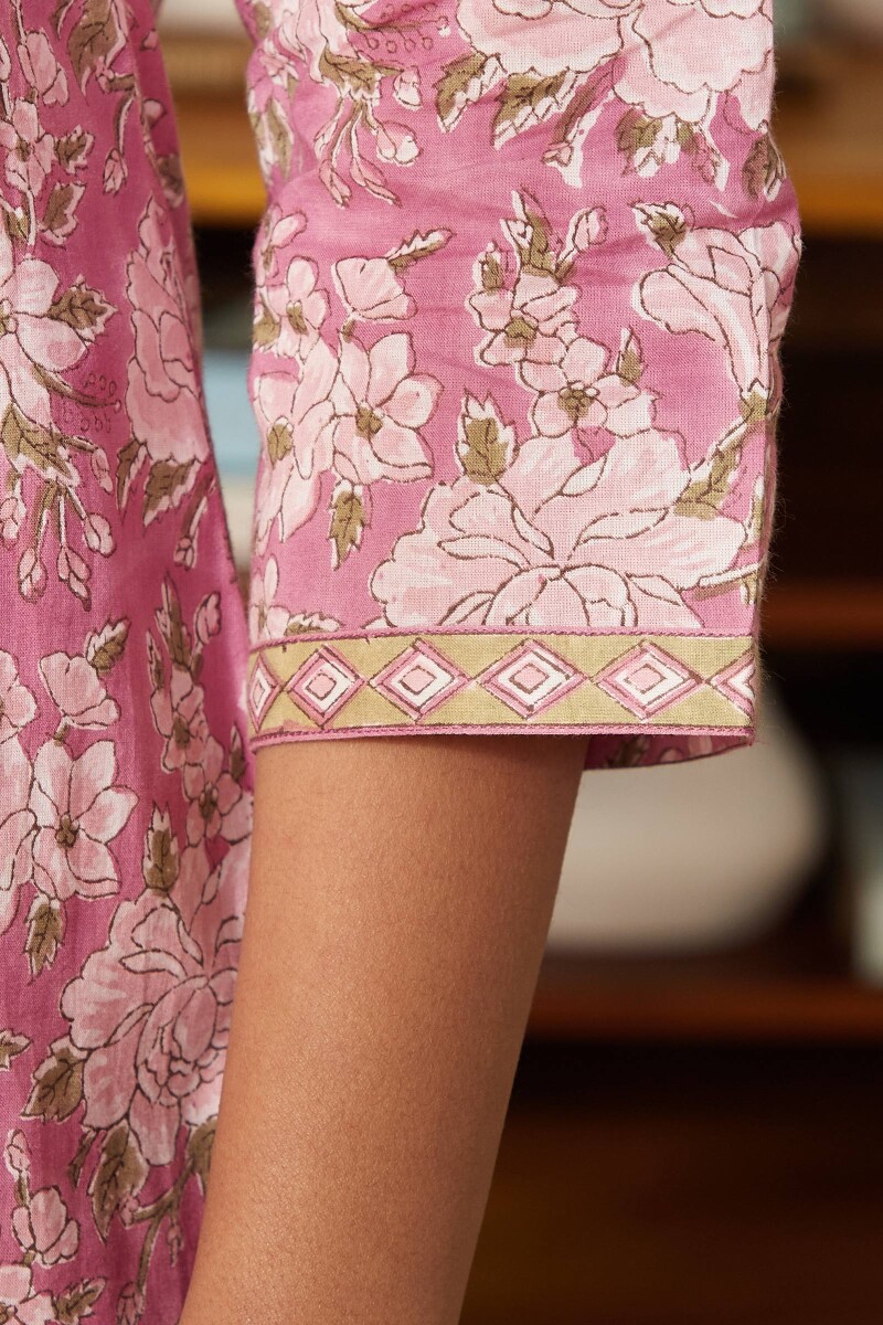 Pink Hand Block-Printed Cotton Loungewear Set