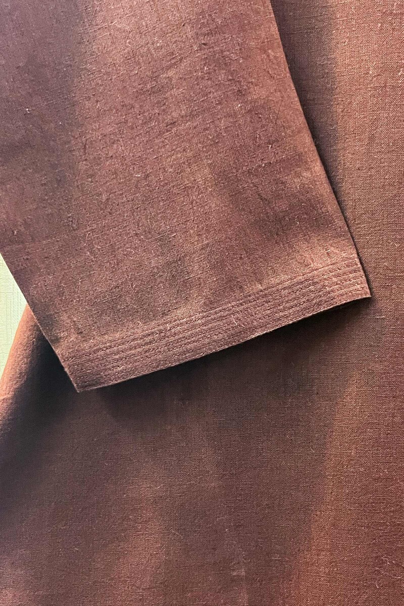 Maroon Handcrafted Straight Handloom Cotton Kurta