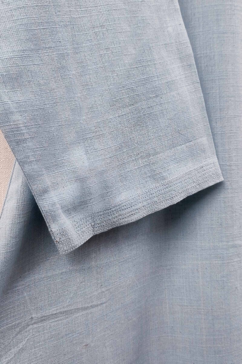 Ice Blue Handcrafted Straight Handloom Cotton Kurta
