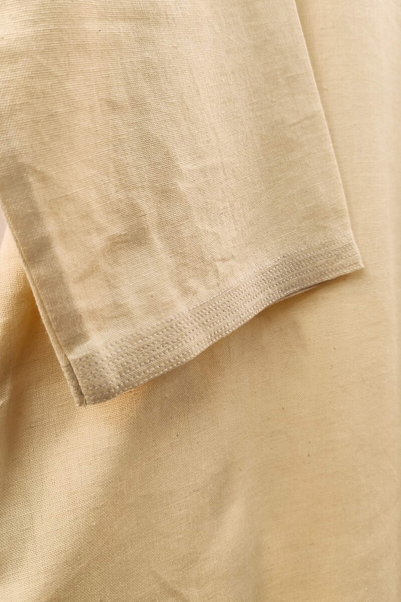Yellow Handcrafted Straight Handloom Cotton Kurta