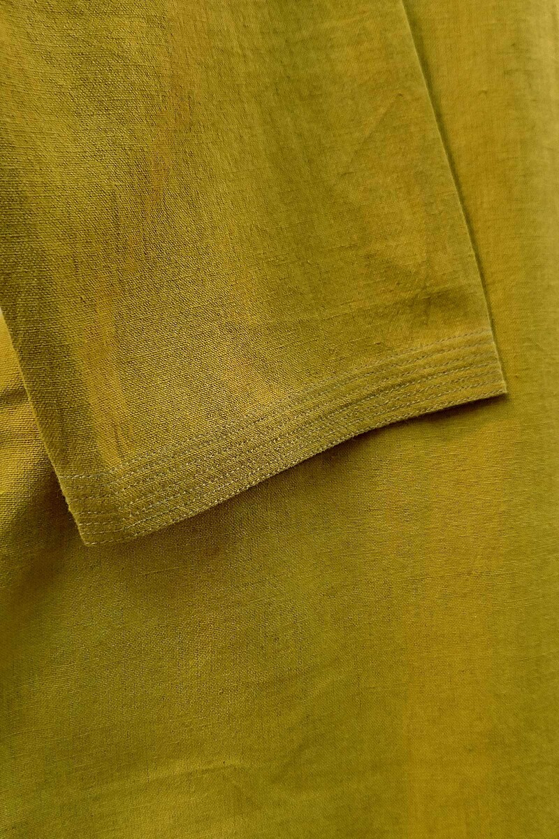 Mustard Handcrafted Straight Handloom Cotton Kurta