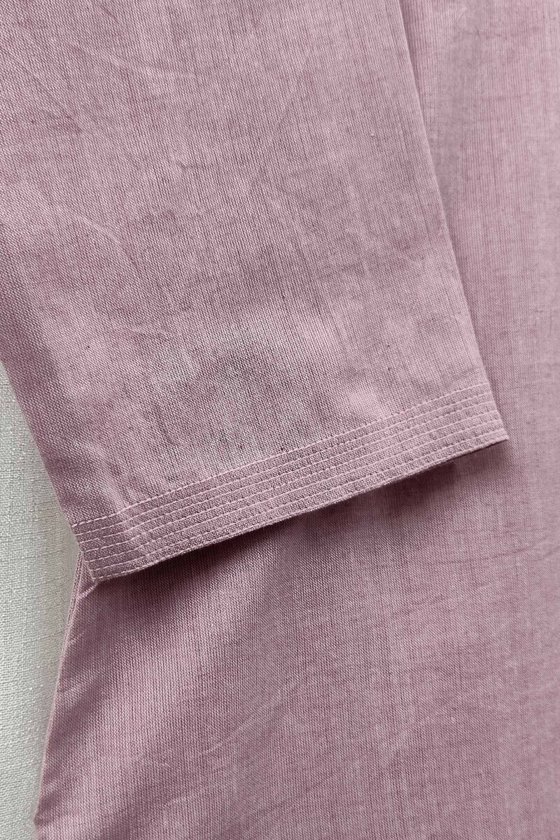 Pink Handcrafted Straight Handloom Cotton Kurta