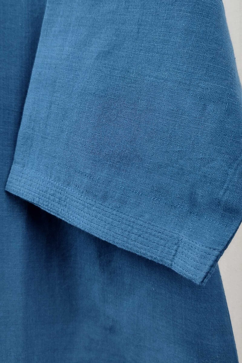 Teal Handcrafted Straight Handloom Cotton Kurta