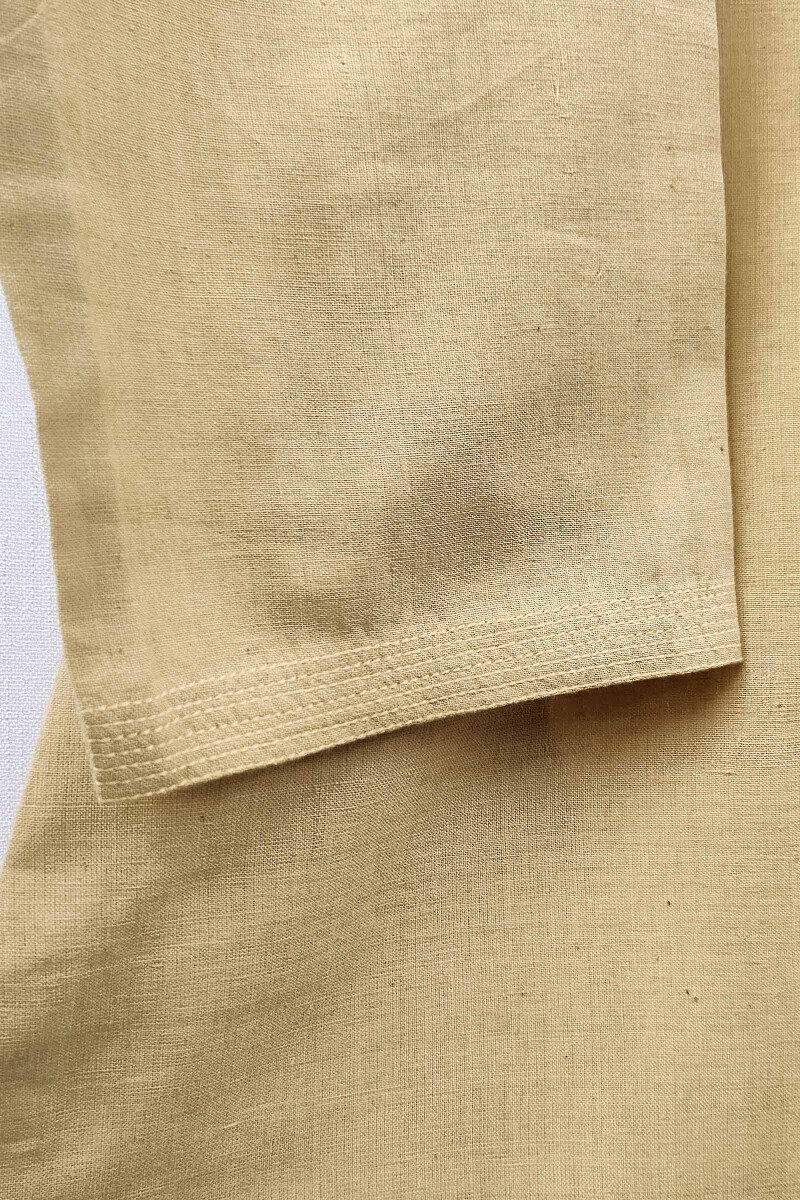 Yellow Handcrafted Straight Handloom Cotton Kurta