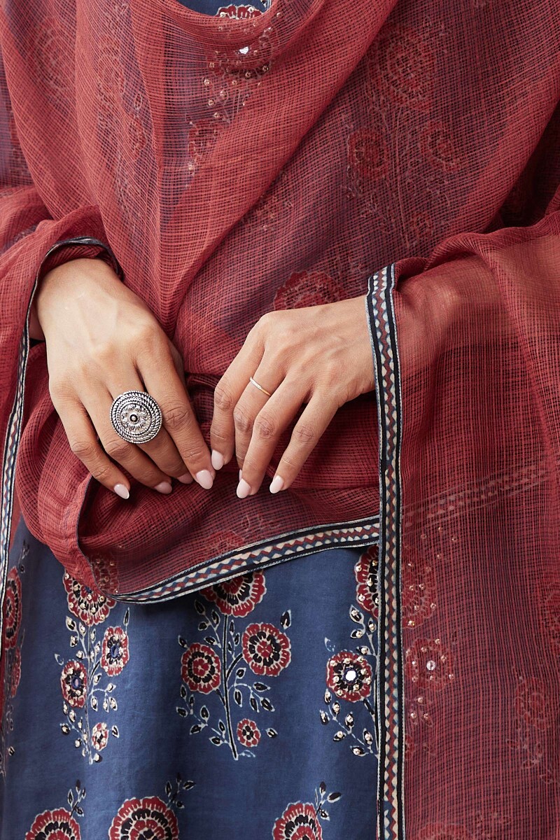 Red Handcrafted Kota Dupatta