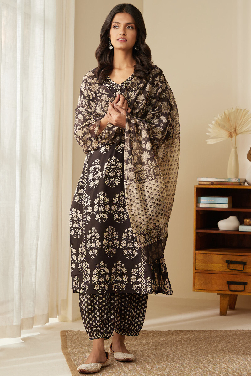 Bagru Hand Block-Printed Straight Cotton Kurta