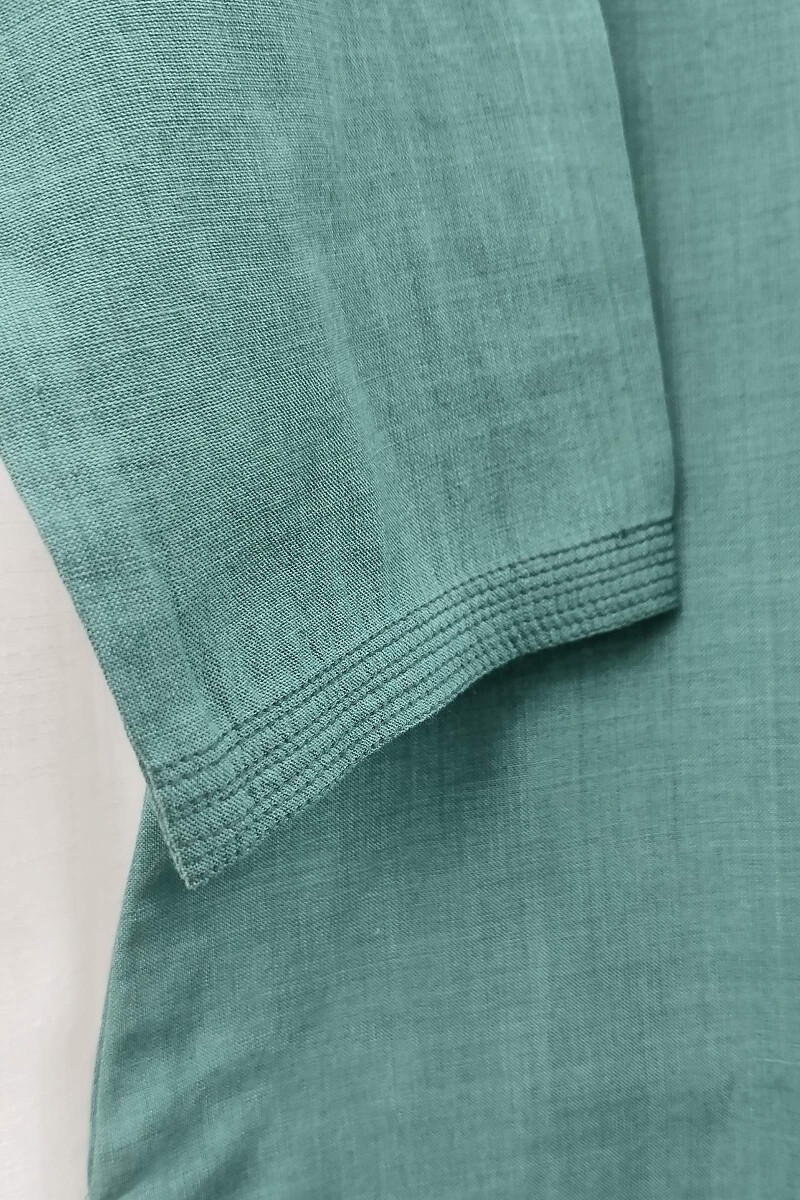 Dark Teal Handcrafted Straight Handloom Cotton Kurta