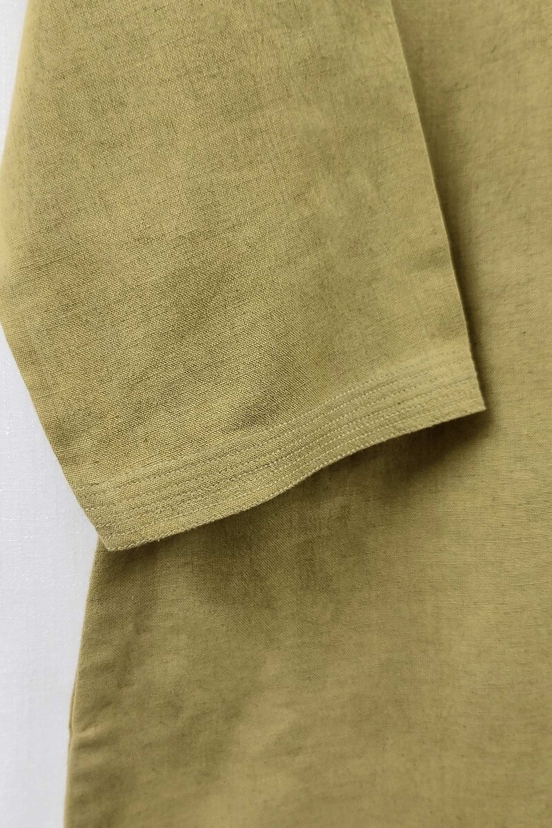 Olive Green Handcrafted Straight Handloom Cotton Kurta