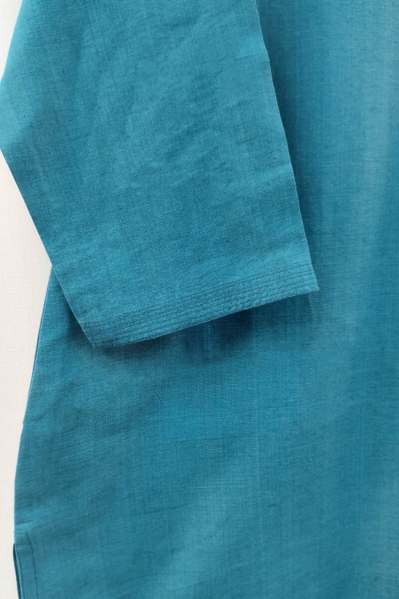 Pine Green Handcrafted Straight Handloom Cotton Kurta