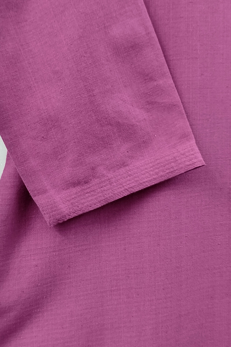 Purple Handcrafted Straight Handloom Cotton Kurta