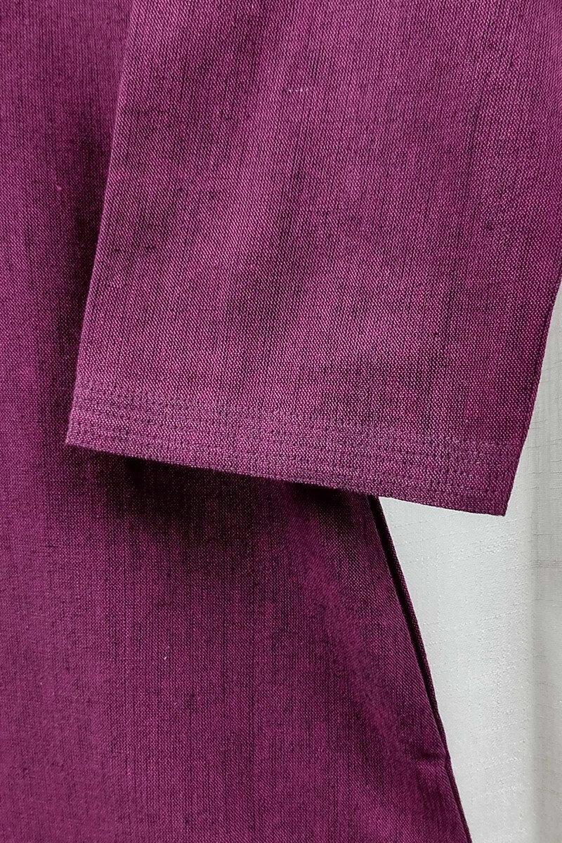 Dark Purple Handcrafted Straight Handloom Cotton Kurta
