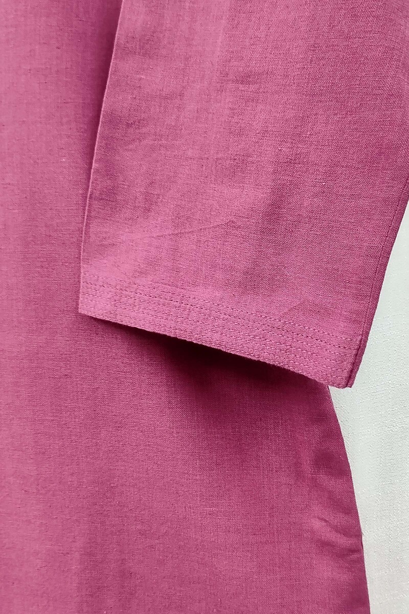 Dark Pink Handcrafted Straight Handloom Cotton Kurta