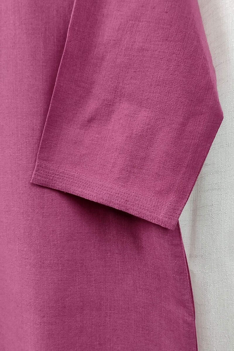Dark Pink Handcrafted Straight Handloom Cotton Kurta
