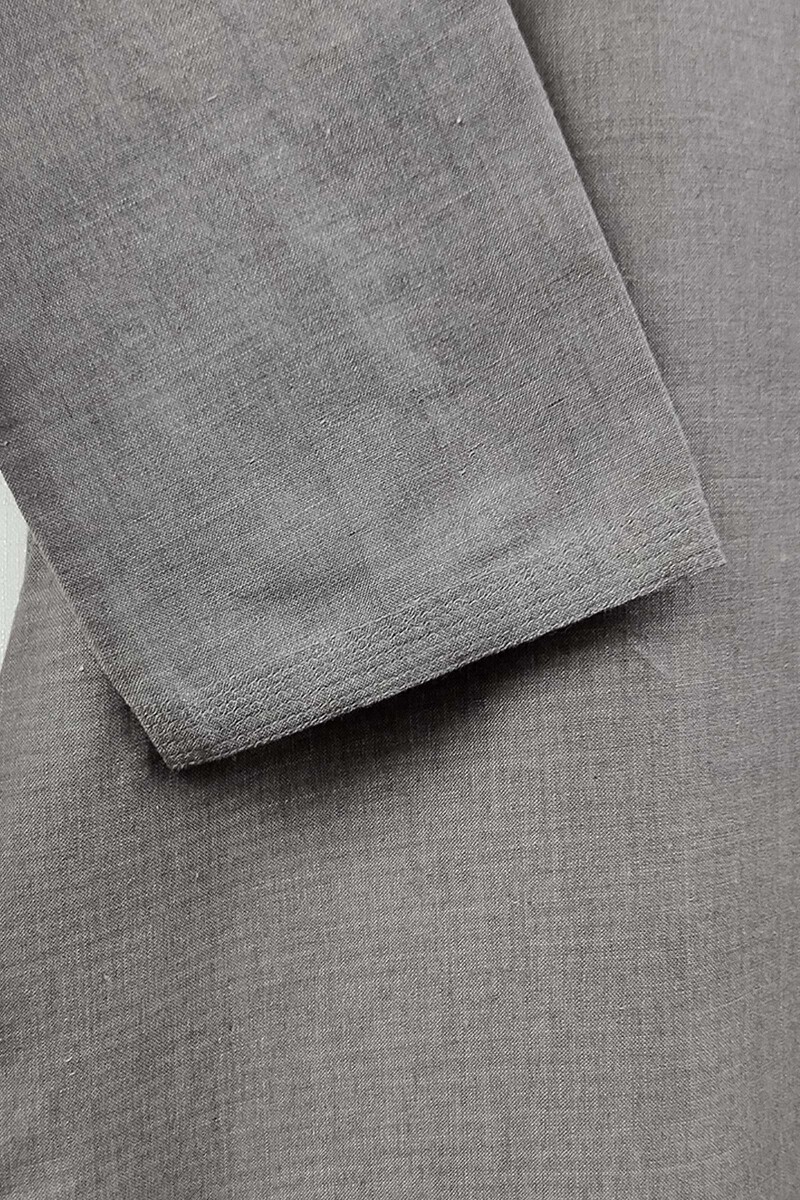 Grey Handcrafted Straight Handloom Cotton Kurta