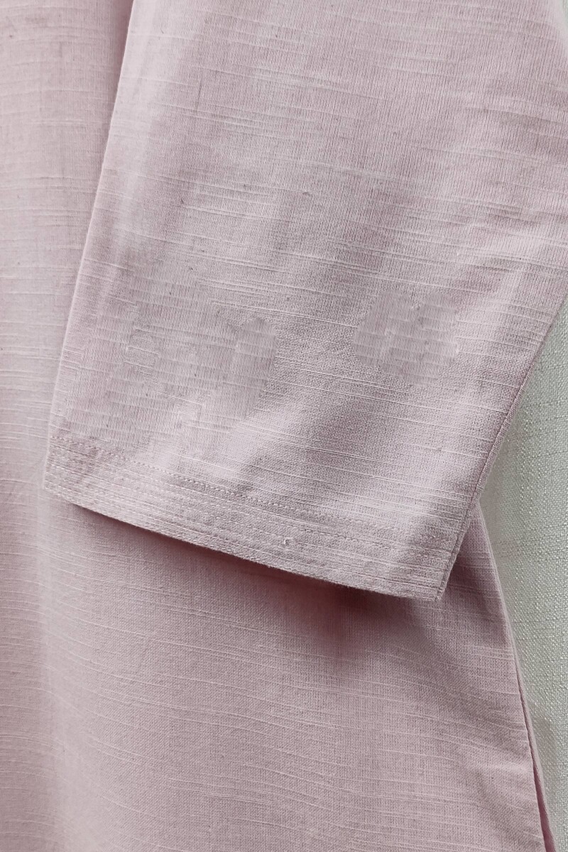 Baby Pink Handcrafted Straight Handloom Cotton Kurta