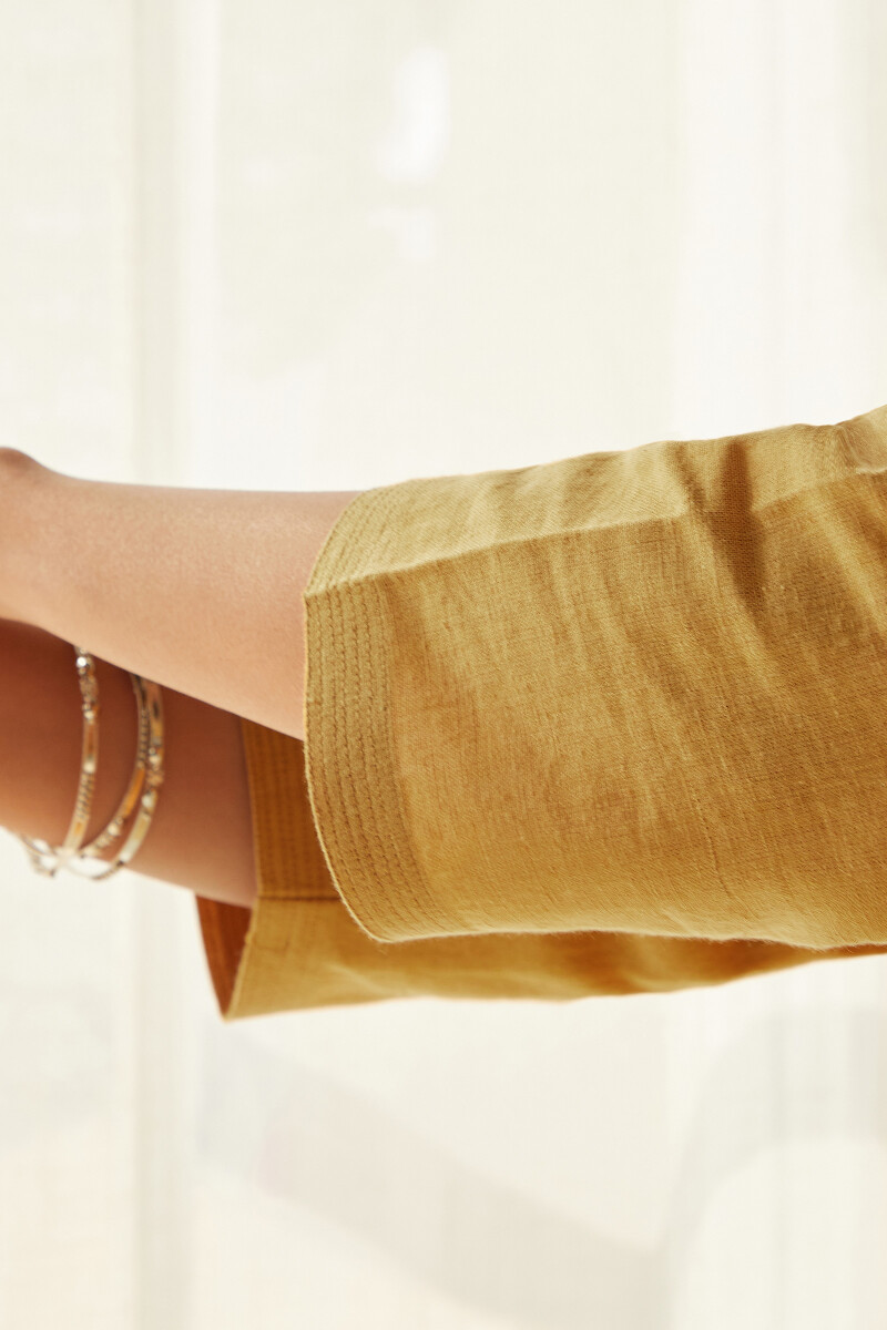 Mustard Handcrafted Straight Cotton Flax Kurta