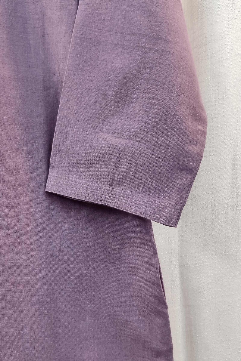 Purple Handcrafted Straight Handloom Cotton Kurta