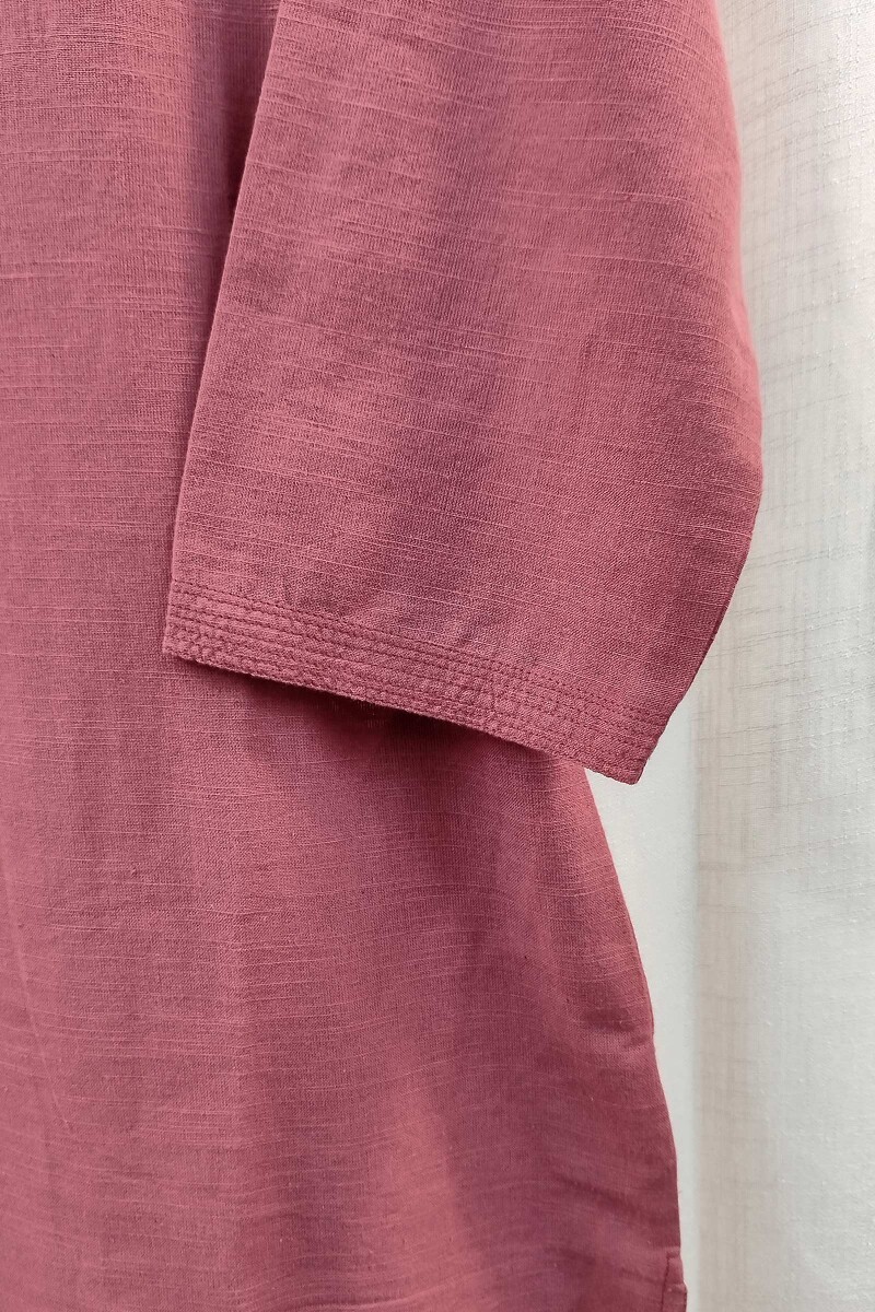 Mauve Handcrafted Straight Handloom Cotton Kurta