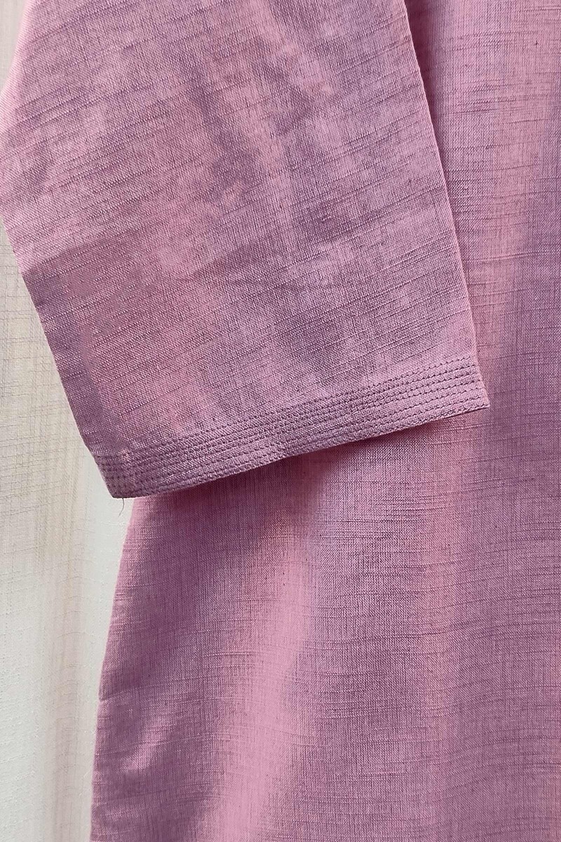 Purple Handcrafted Straight Handloom Cotton Kurta