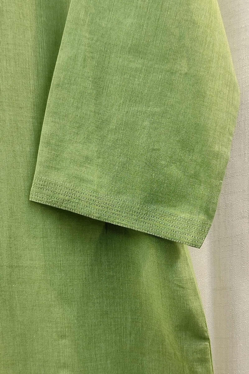 Lime Green Handcrafted Straight Handloom Cotton Kurta