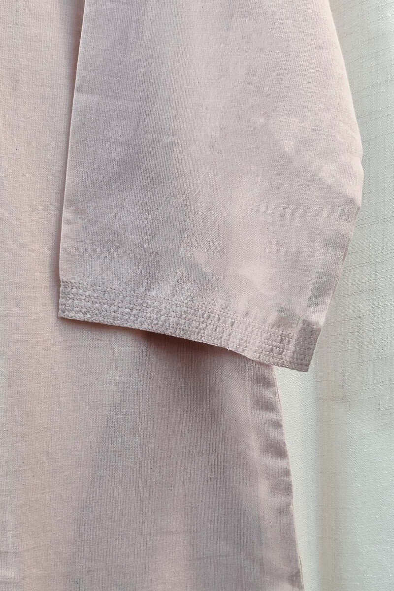 Soft Pink Handcrafted Straight Handloom Cotton Kurta