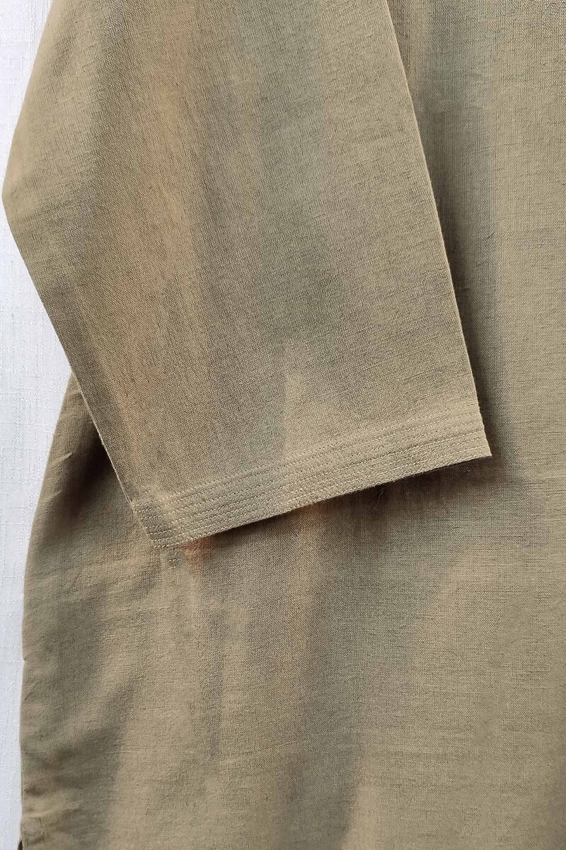 Olive Green Handcrafted Straight Handloom Cotton Kurta
