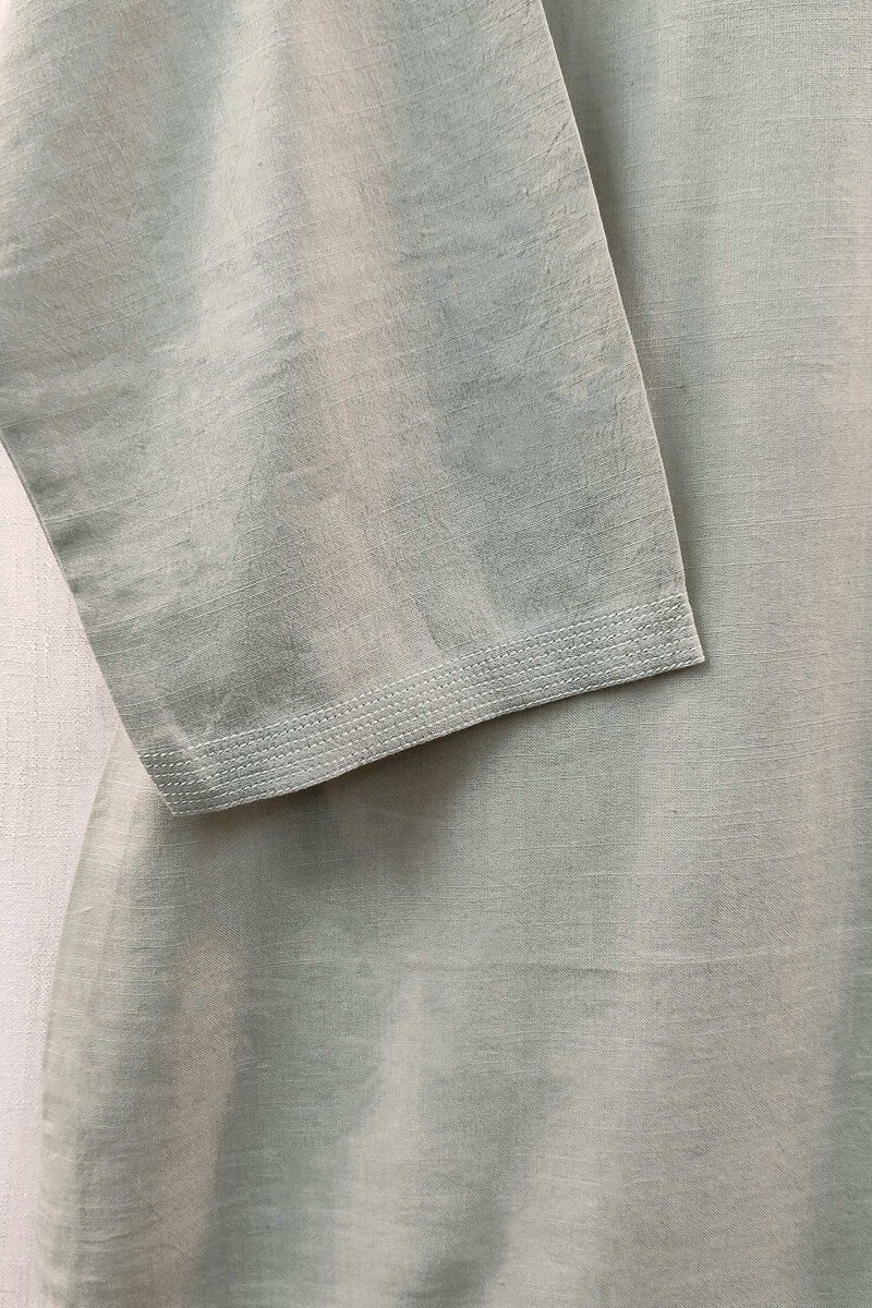 Pastel Green Handcrafted Straight Handloom Cotton Kurta