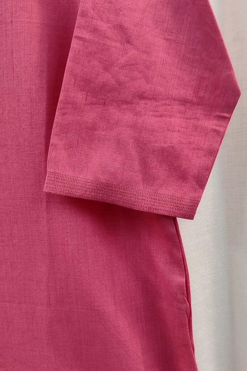 Dark Pink Handcrafted Straight Handloom Cotton Kurta