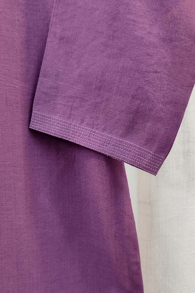 Purple Handcrafted Straight Handloom Cotton Kurta