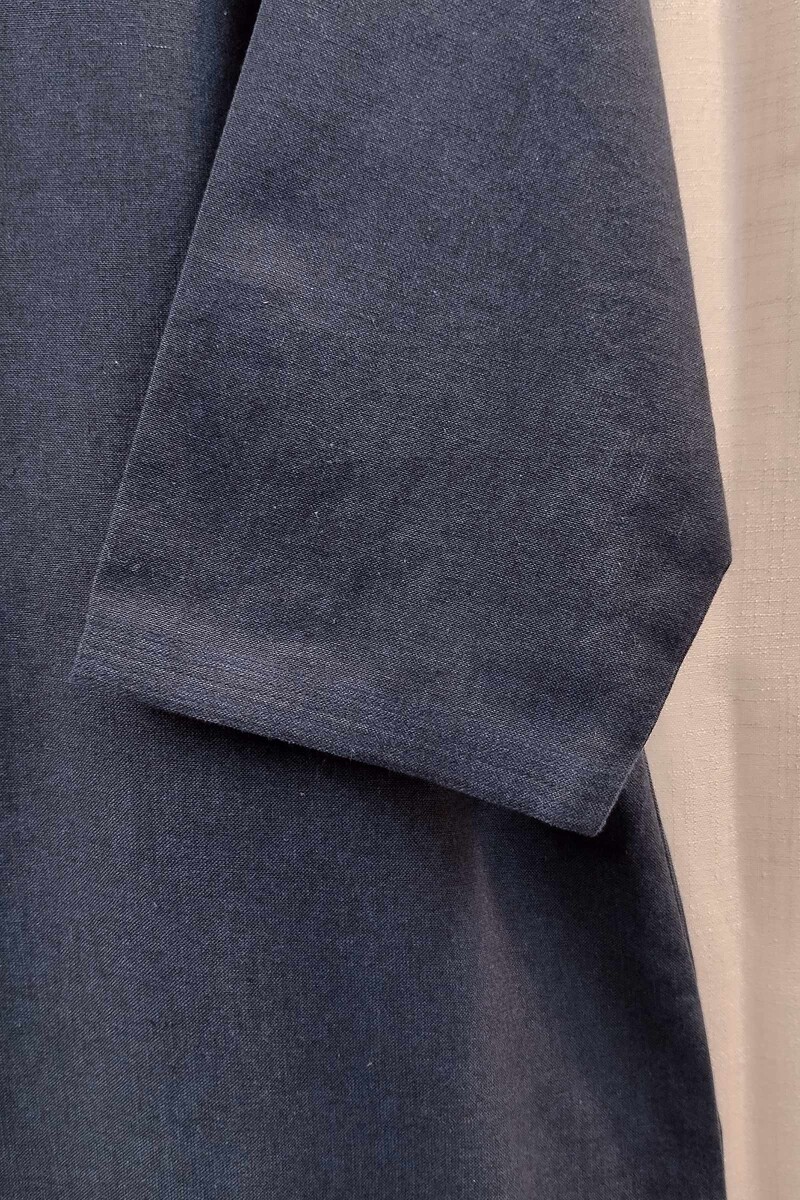 Navy Blue Handcrafted Straight Handloom Cotton Kurta