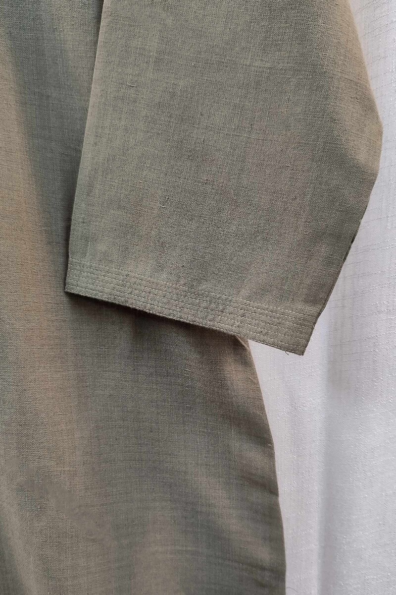 Dark Khaki Handcrafted Straight Handloom Cotton Kurta