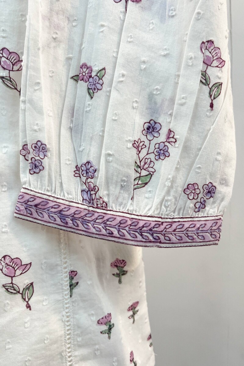 FG Specials: 1 of 1- White Hand Block-Printed Cotton Kurta