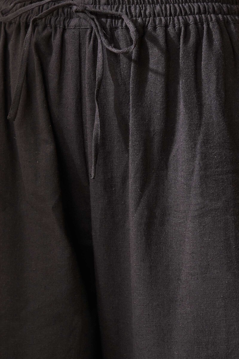 Black Handcrafted Cotton Flax Izhaar Pants