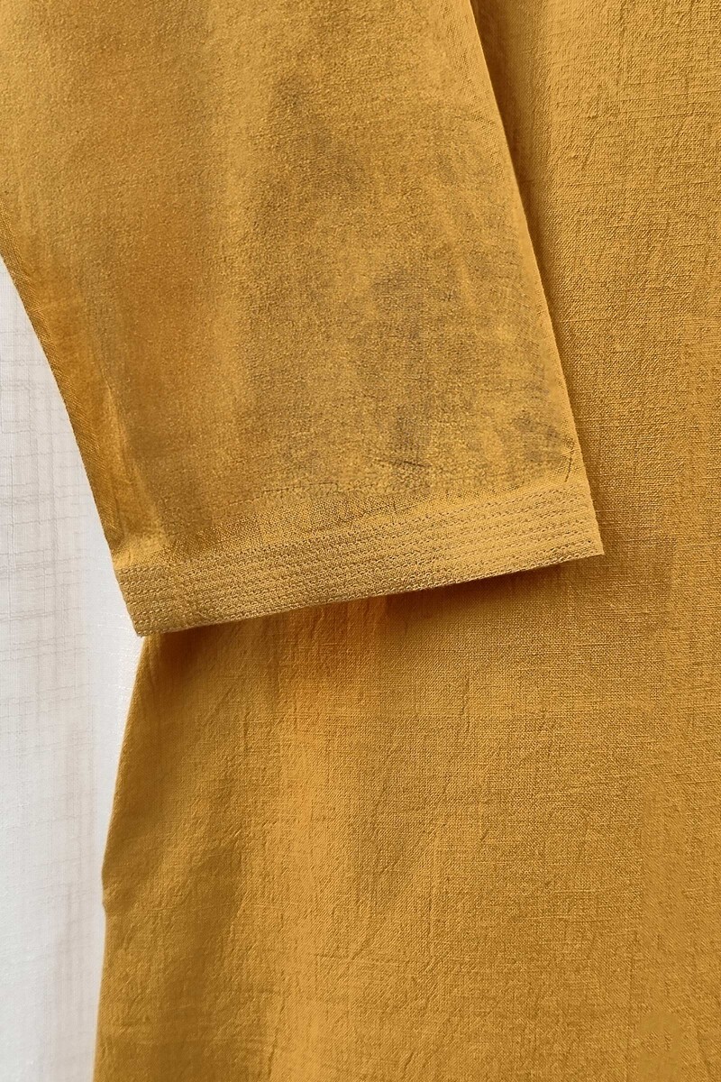 Dark Yellow Handcrafted Straight Handloom Cotton Kurta