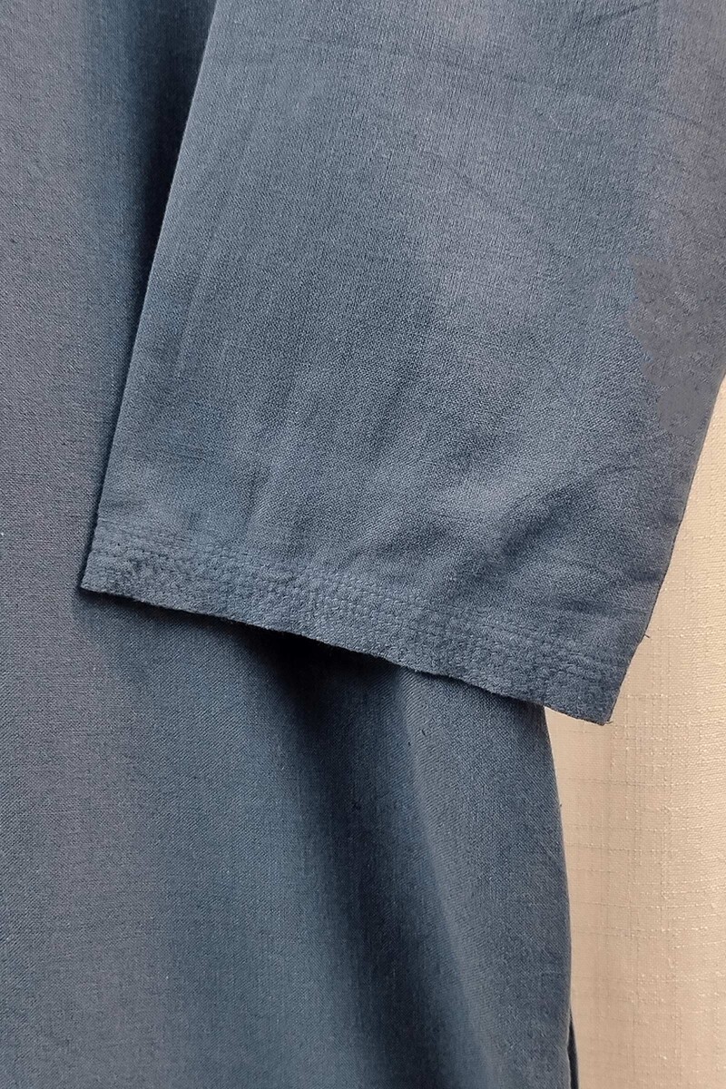Blue Handcrafted Straight Handloom Cotton Kurta