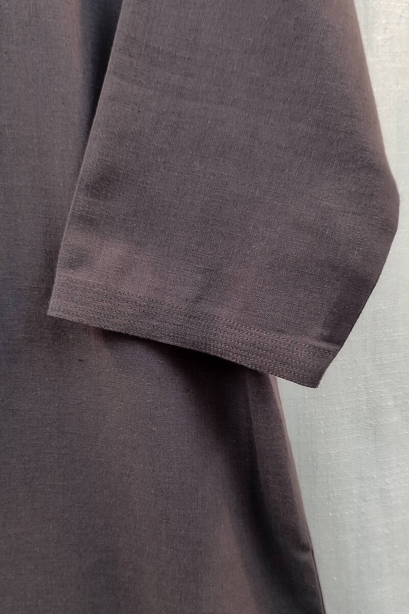 Dark Brown Handcrafted Straight Handloom Cotton Kurta